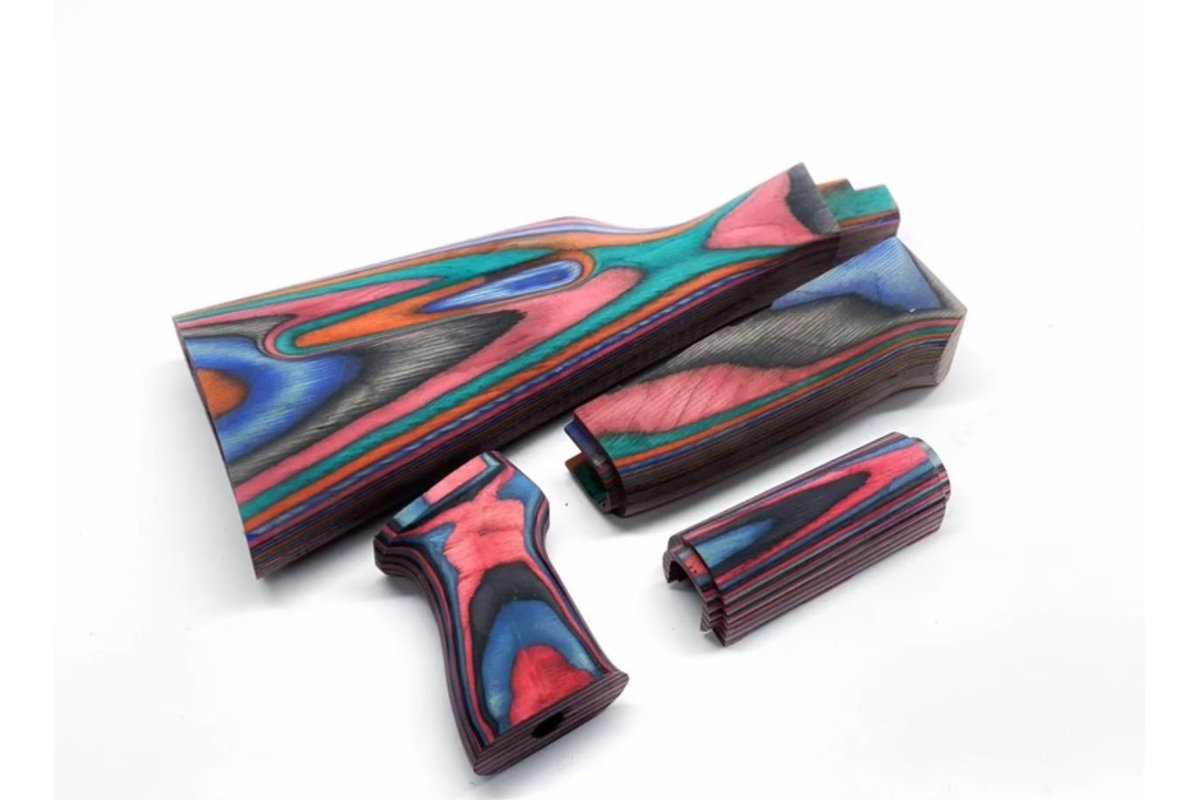 ModSupp AK-47 Laminated Stock Set - Multicolor Laminate